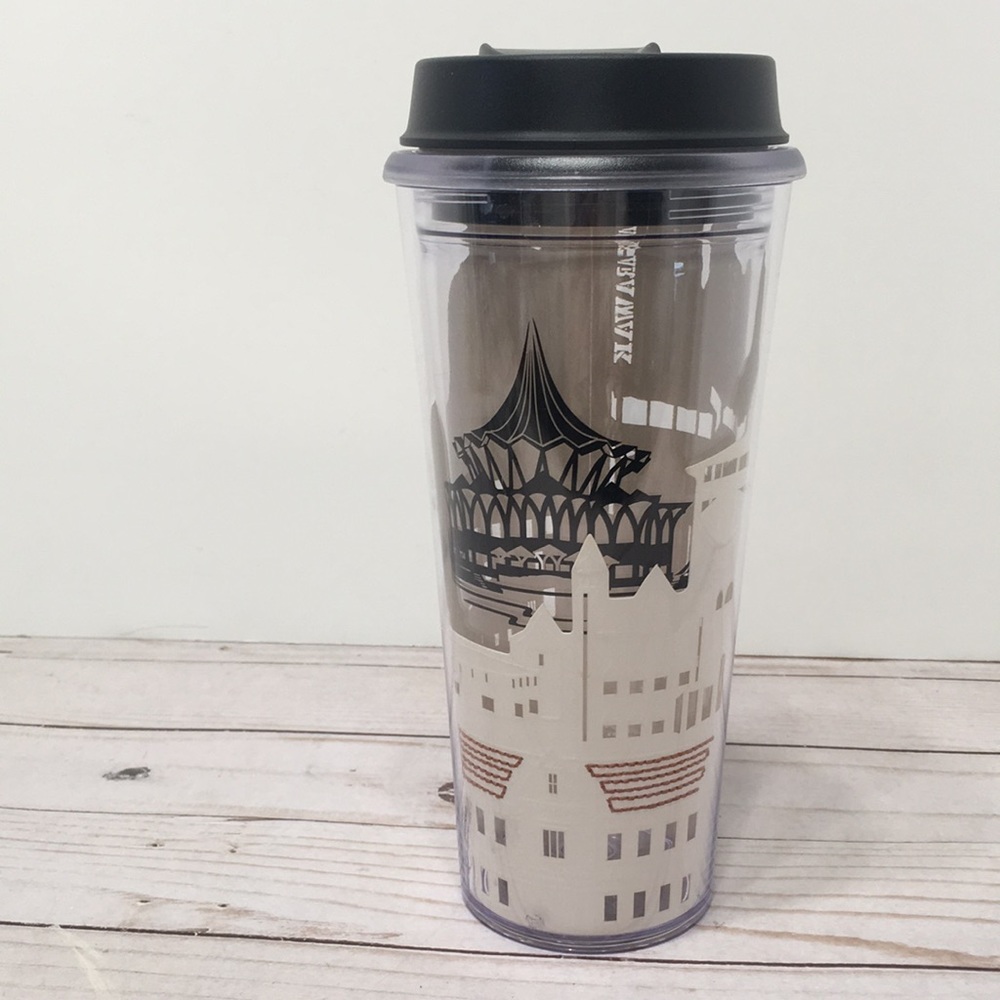 Sarawak STARBUCKS tumbler cup 2015 laser cut out buildings 16 oz w crack